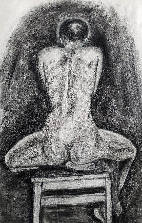 Male Nude-Backview Drawing by Kingsley Krafts