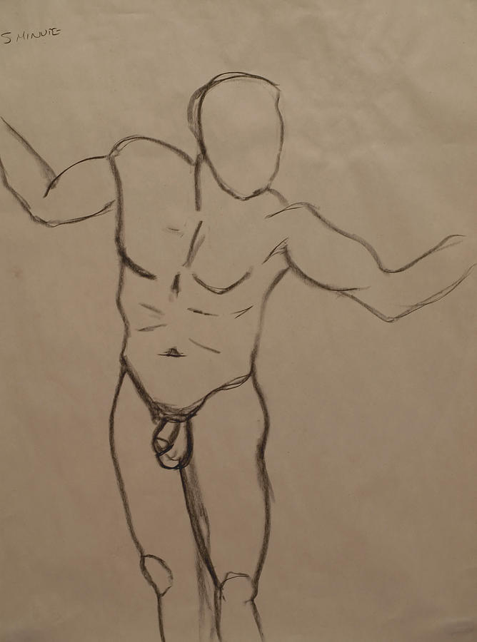 Male Nude Drawing 2 Drawing by Teri Schuster