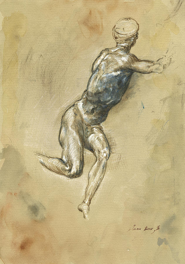 Male Nude Painting - Male nude figure by Juan Bosco Male Nude Painting - Male nude figure by Juan Bosco