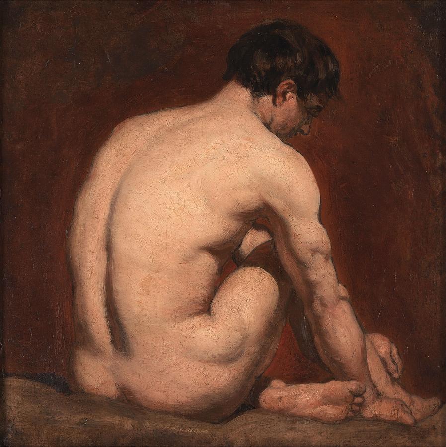 Male Nude from the Rear  Painting by William Etty