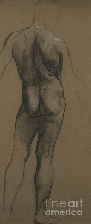 Male Nude Study Pastel by Evelyn De Morgan