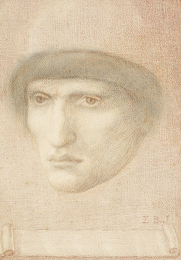 Male Portrait  Drawing by Edward Burne-Jones