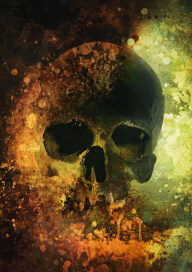 Male skull - warm version Digital Art by Jaroslaw Blaminsky