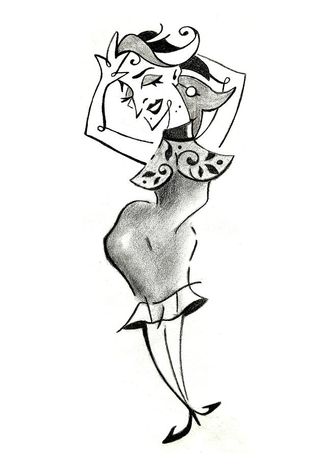Crayon Drawing - Malena Tango - Sexy Woman Pencil Drawing by Arte Venezia