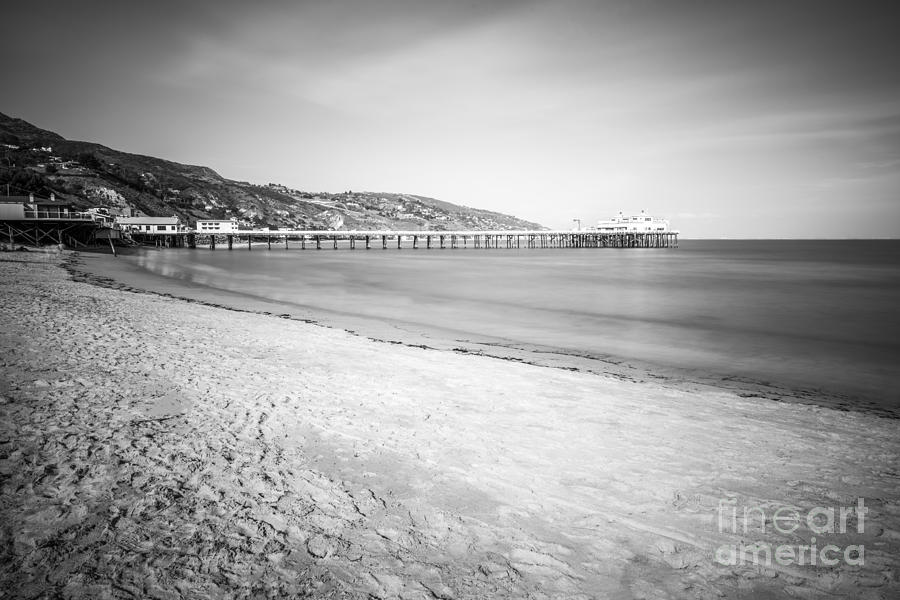 Beach Photograph - Malibu Pier at Surfrider Beach Black and White Picture by Paul Velgos