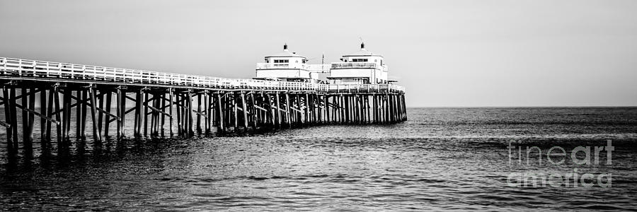 Malibu Pier Black And White Panorama Picture Photograph