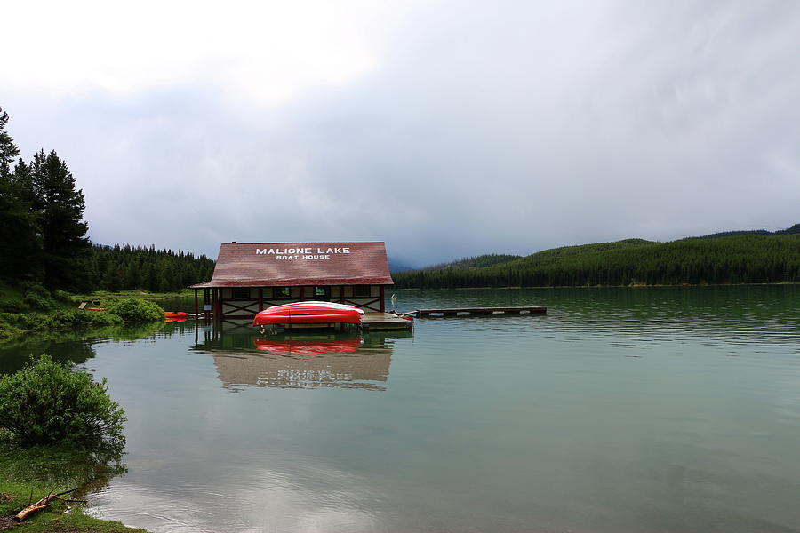Maligne Lake Boat House Photograph by Christiane Schulze Art And Photography