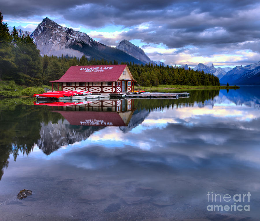 Maligne Lake Boathouse In A Sea Of Clouds Photograph by Adam Jewell