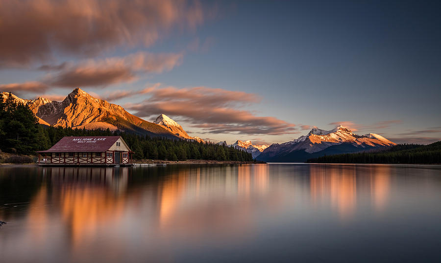 Jasper National Park Photograph - Maligne Lake Sunrise by Pierre Leclerc Photography