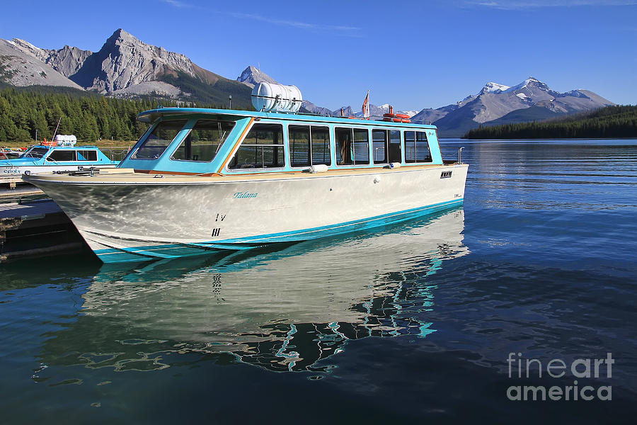 Maligne Lake Tour Boat Reflection Photograph by Teresa Zieba