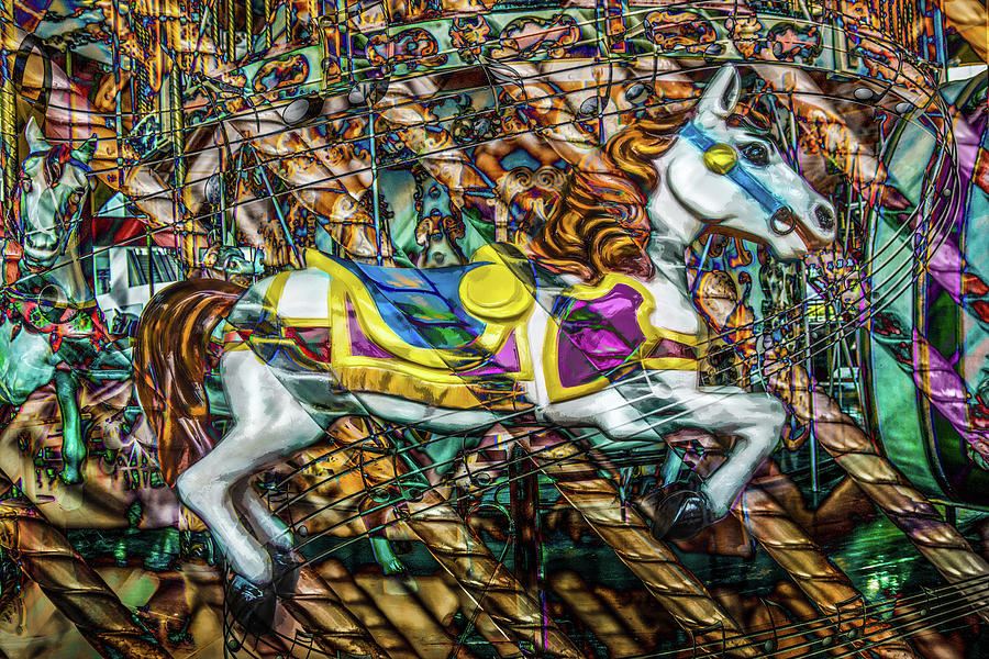Vintage Photograph - Mall Of Asia Carousel Horse by Michael Arend