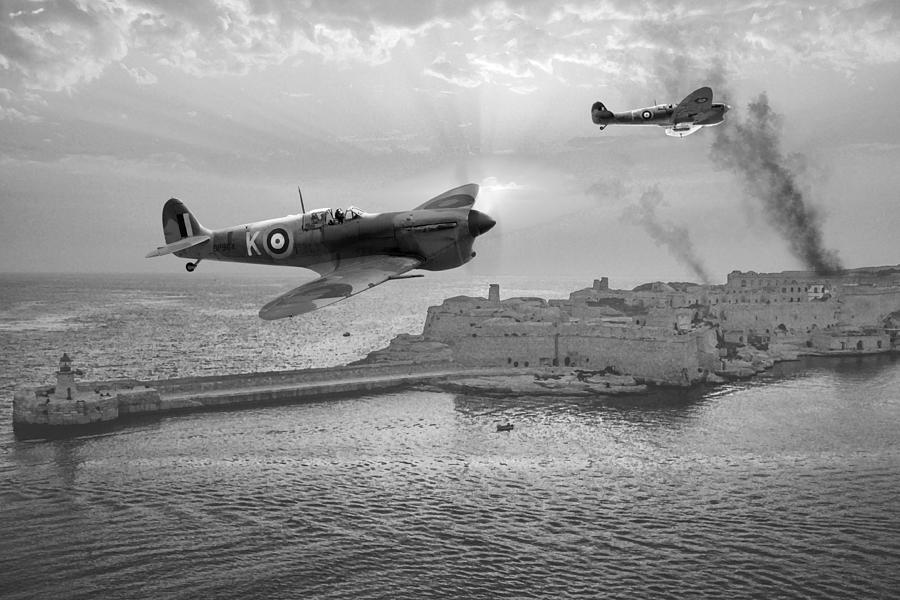 Malta Bastion - Monochrome Digital Art by Mark Donoghue