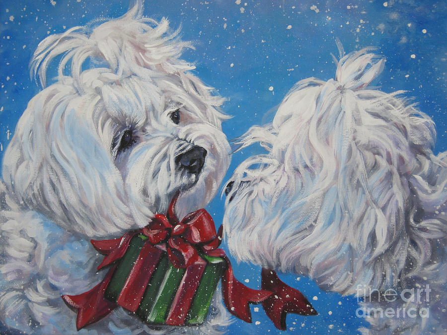 Christmas Painting - Maltese Christmas by Lee Ann Shepard