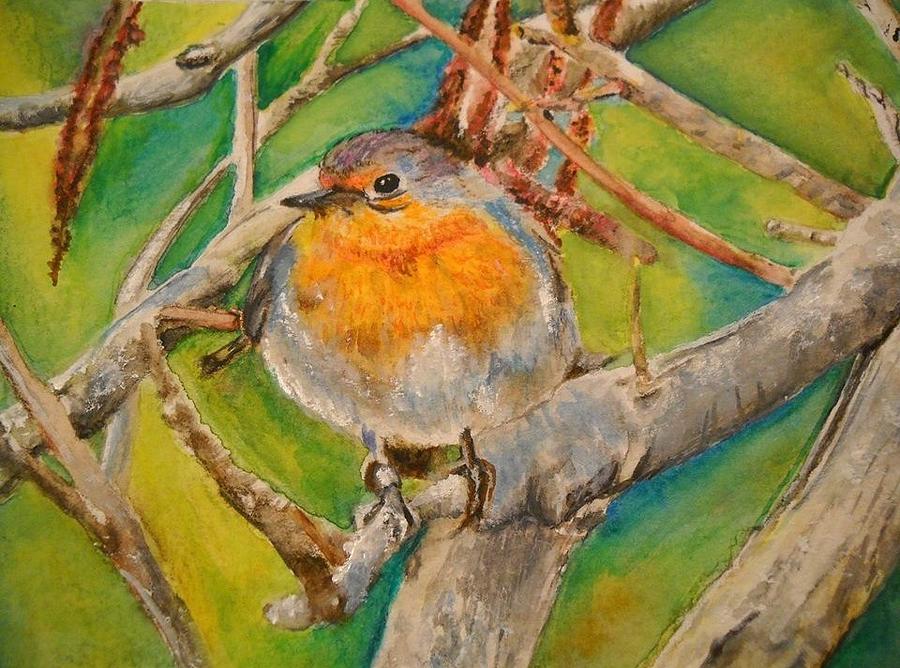 Malta Painting - Maltese Robin by Lisa Cini Malta Painting - Maltese Robin by Lisa Cini