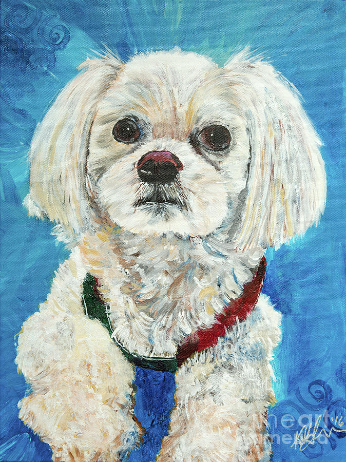 Maltese1 Painting by Kathy Strauss