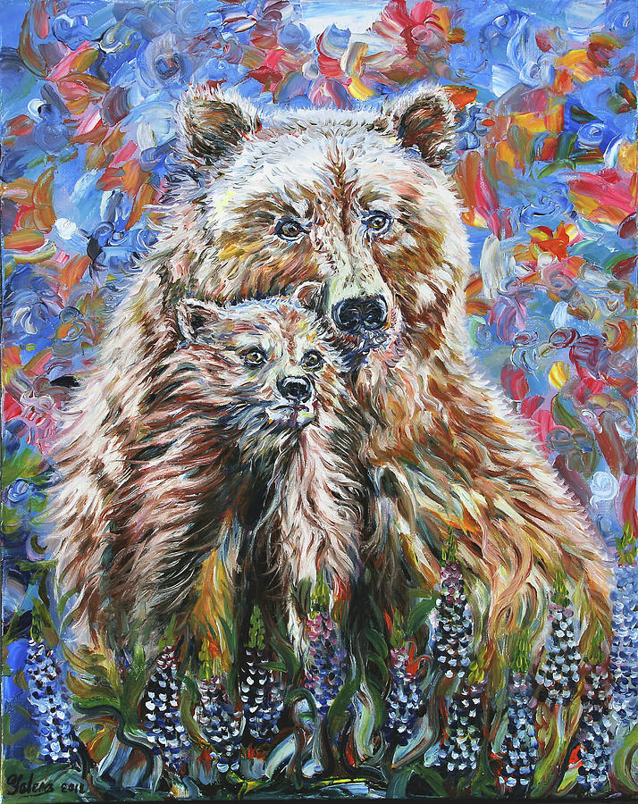 Mama Bear Painting by Yelena Rubin
