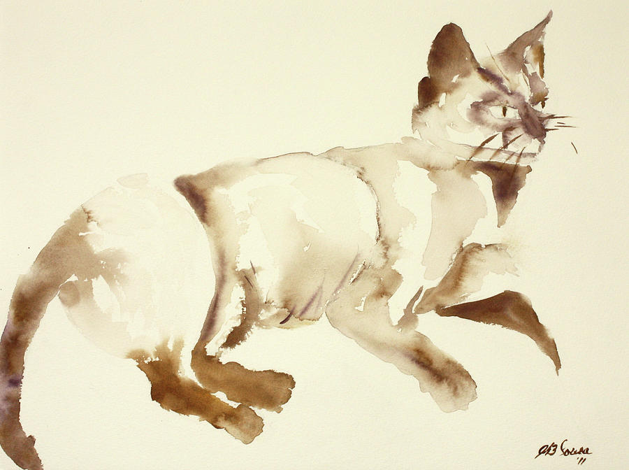 Mama Cat Painting by Joyce Ann Burton-Sousa