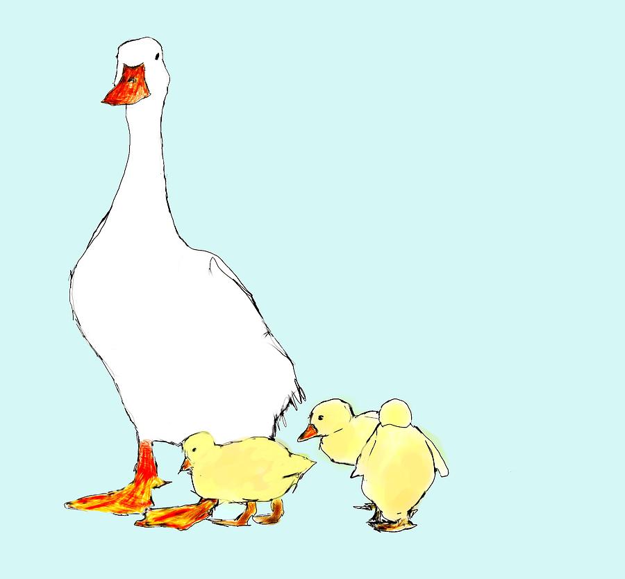 mother duck drawing