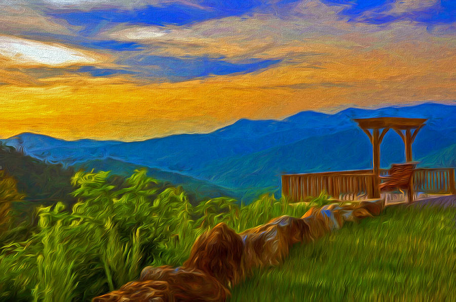 Blue Ridge Sunset from Mama Gerties Hideaway Photograph by Ginger Wakem