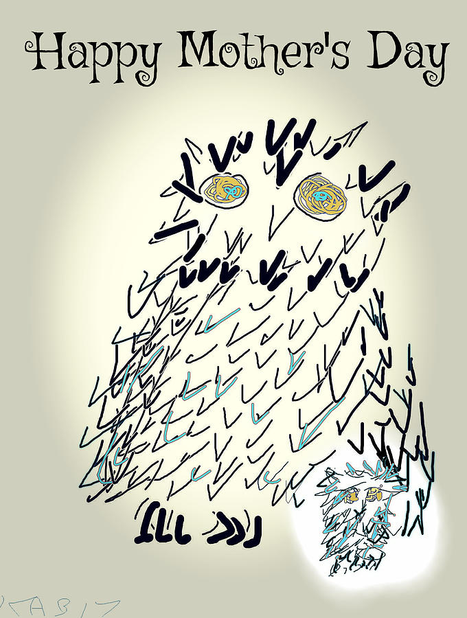 Mama Owl Greeting Card Digital Art by Kathy Barney