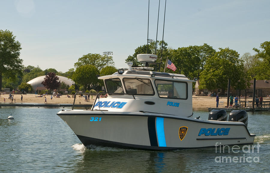 Mamaroneck Police Marine Unit Patrol Boat - Westchester County New York Photograph by David Oppenheimer