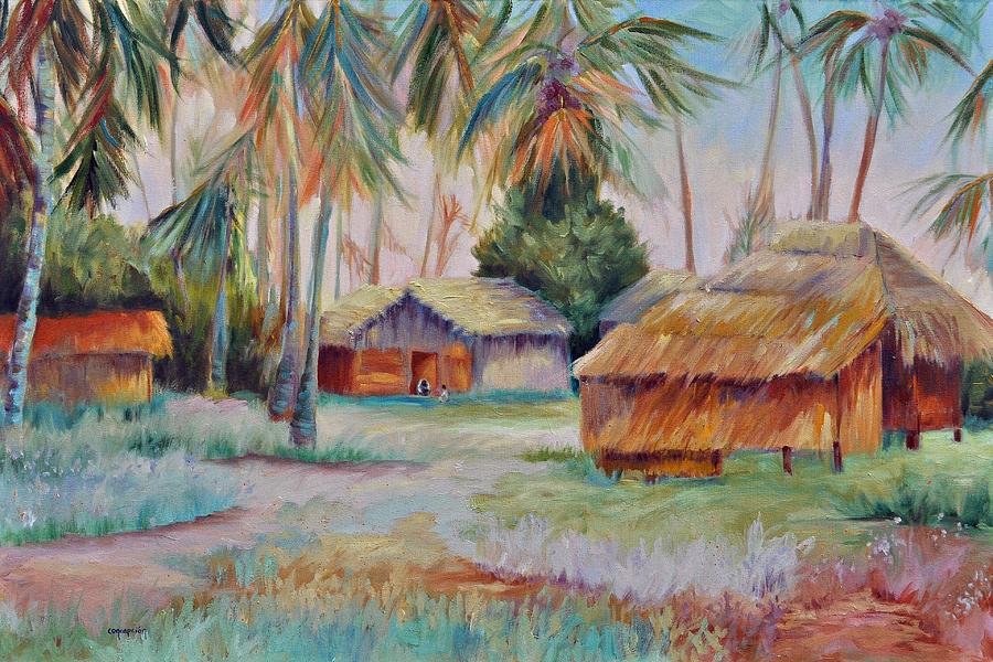 Hut Village in Mambasa Painting by Ginger Concepcion