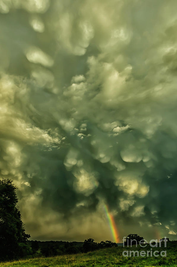 Mammatus Clouds and Double Rainbow Photograph by Thomas R Fletcher