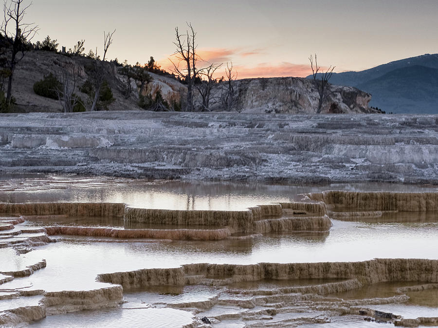 Mammoth Hot Springs Sunset - Yellowstone Photograph by Emil Davidzuk