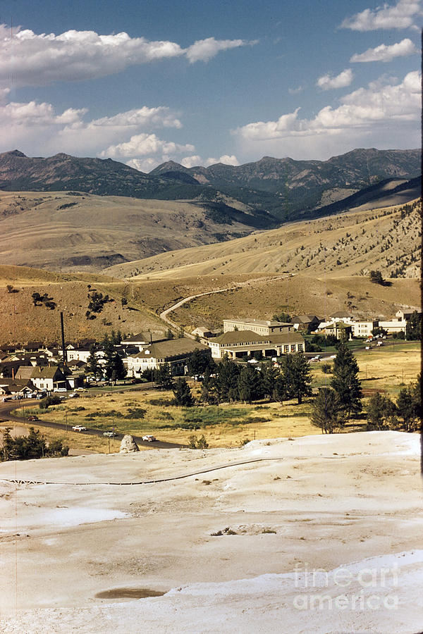 Yellow Stone Photograph - Mammoth Hot Springs  village  Yellow Stone Wyoming circa 1960 by Monterey County Historical Society