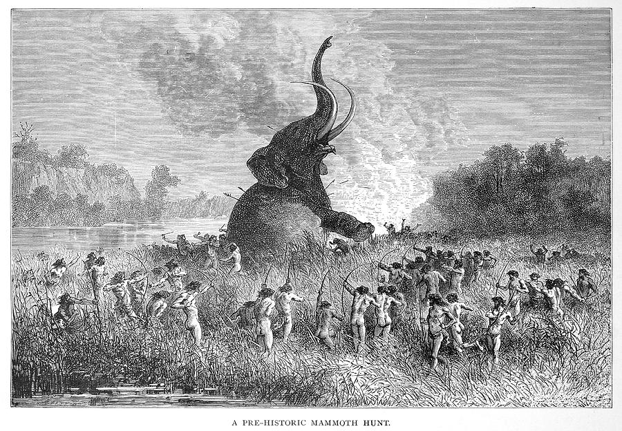 Prehistoric Photograph - Mammoth Hunt by Granger