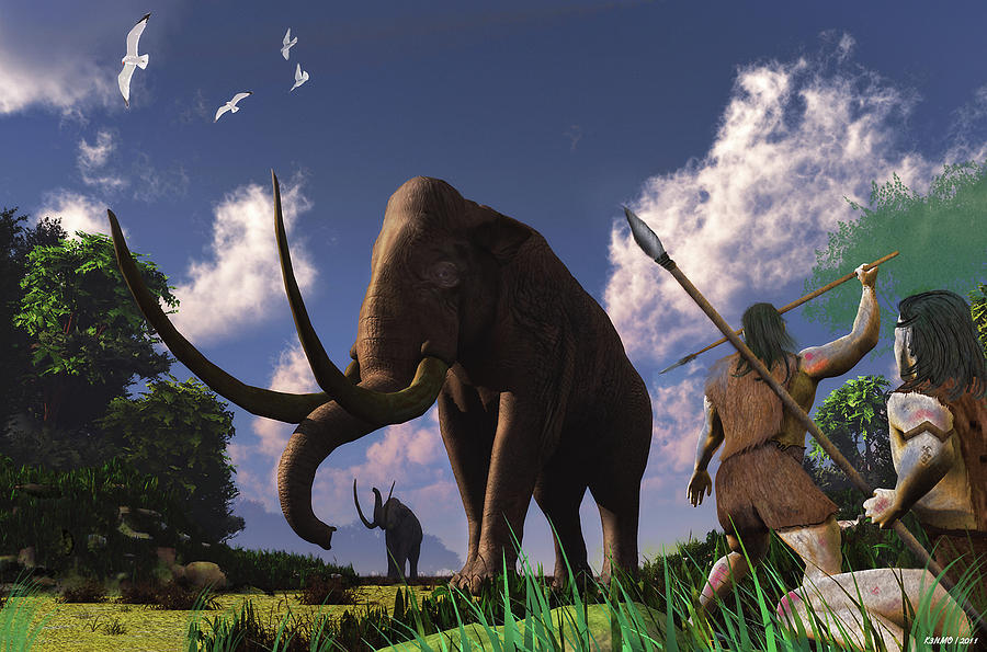 Mammoth Hunters Digital Art by Ken Morris