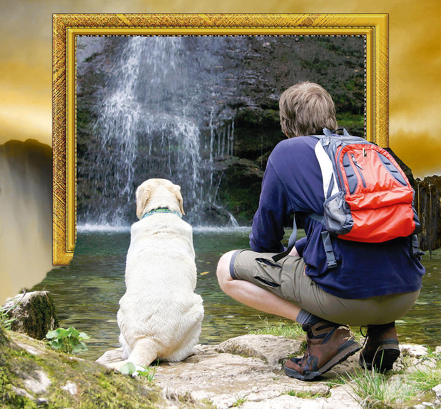 Waterfall Mixed Media - Man And His Best Friend by Marvin Blaine