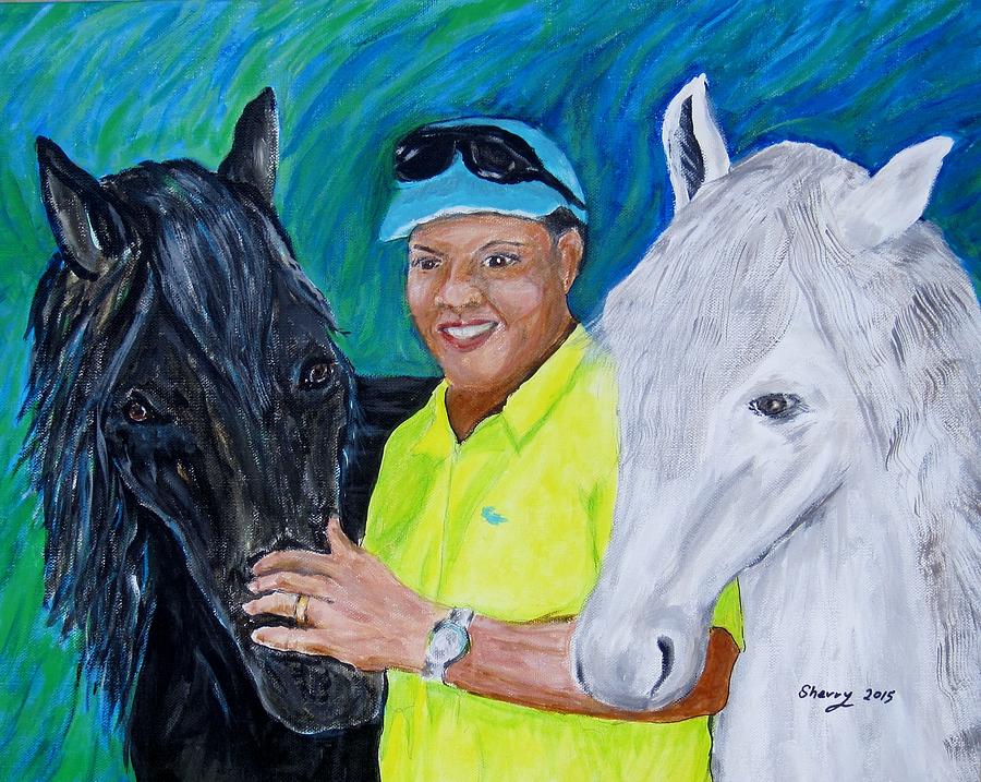 Horse Painting - Man and  his prize horses by Sherry Heller