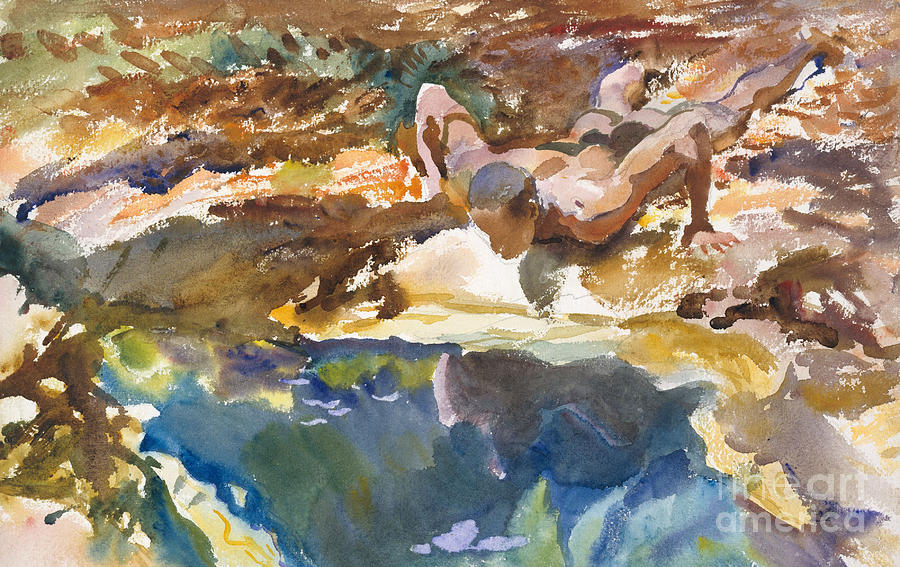 John Singer Sargent Painting - Man and Pool, Florida, 1917 by John Singer Sargent