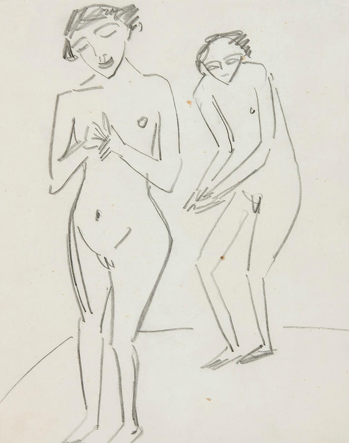 Man and woman Drawing by Ernst Ludwig Kirchner