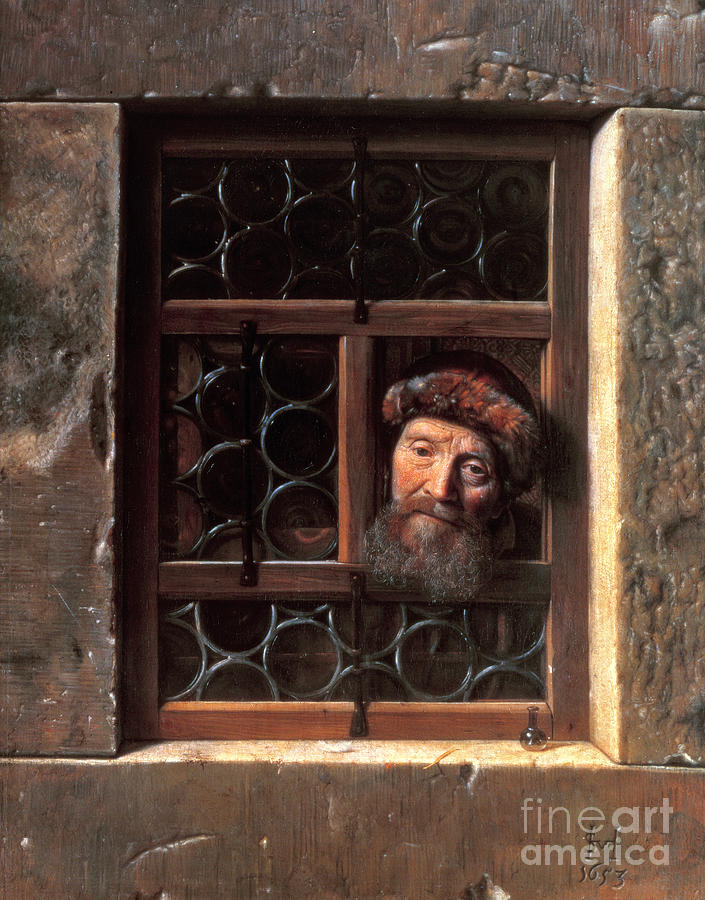 Samuel Van Hoogstraten Painting - Man at a Window by Samuel van Hoogstraten