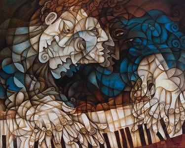 Man At Piano Painting by Paul Grech Man At Piano Painting by Paul Grech