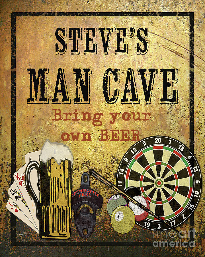 Man Cave-Bring your Own Beer-Personalized Digital Art by Jean Plout