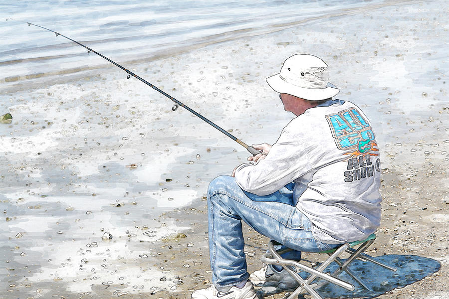 Jacksonville Painting - Man Fishing by Barbara