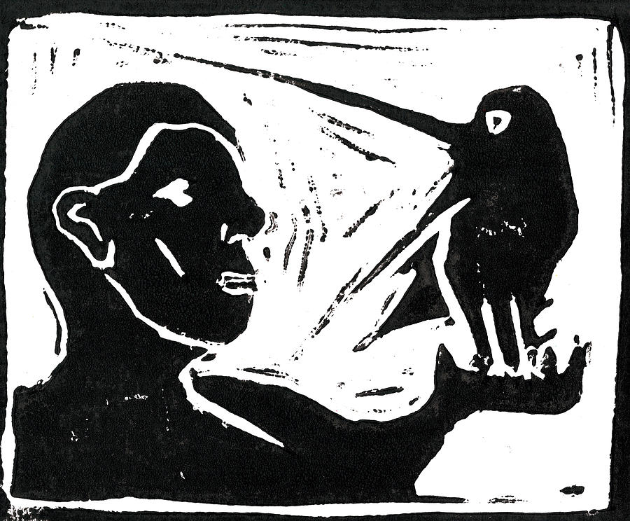 Man Holding a Bird Relief by Edgeworth Johnstone