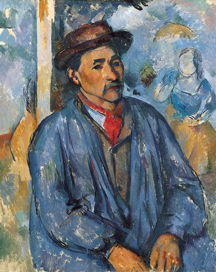 Paul Cezanne Drawing - Man in a Blue Smock  1896 by Paul Cezanne