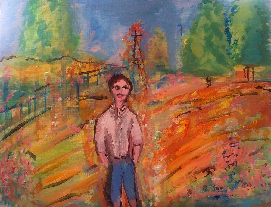 Man in a field  Painting by Judith Desrosiers