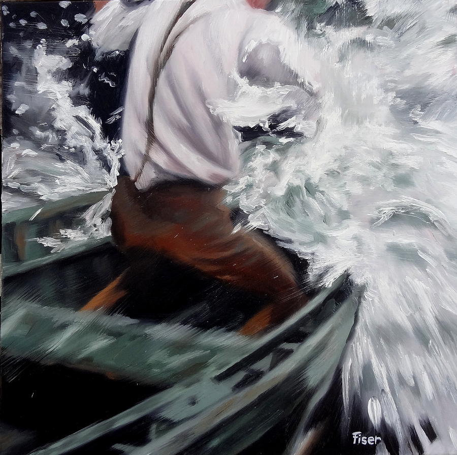 Man In a Boat Painting by Joel Fiser | Fine Art America