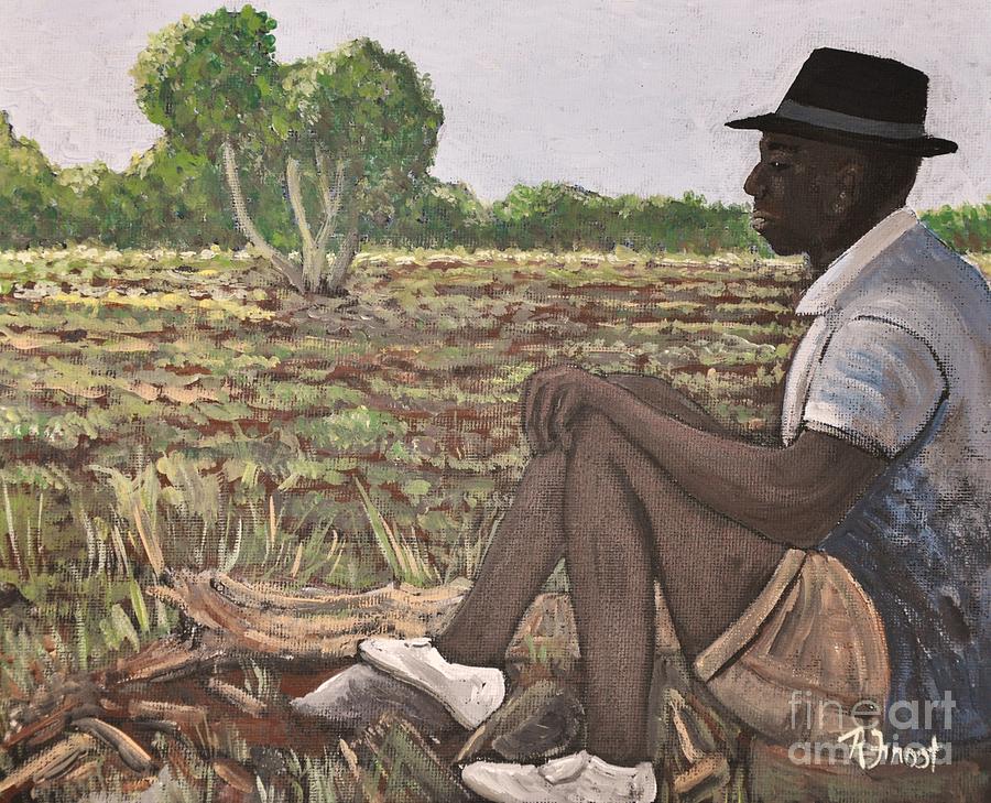 Man in Field Burkina Faso Series Painting by Reb Frost