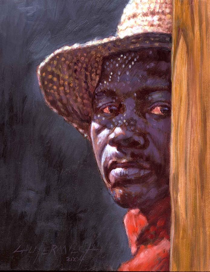 Man In Straw Hat Painting by John Lautermilch