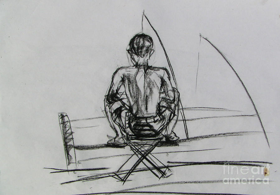 Man In The Fishing Game Drawing by Sukalya Chearanantana