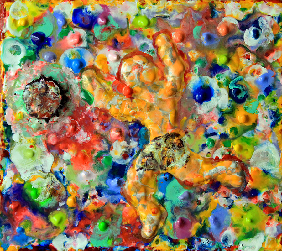 Man  Kicking  An  Encaustic  Ball Painting by Carl Deaville