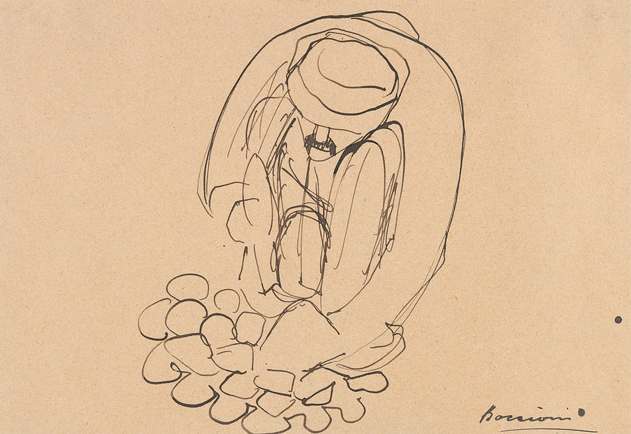 Man Laying Paving Stones Drawing by Umberto Boccioni