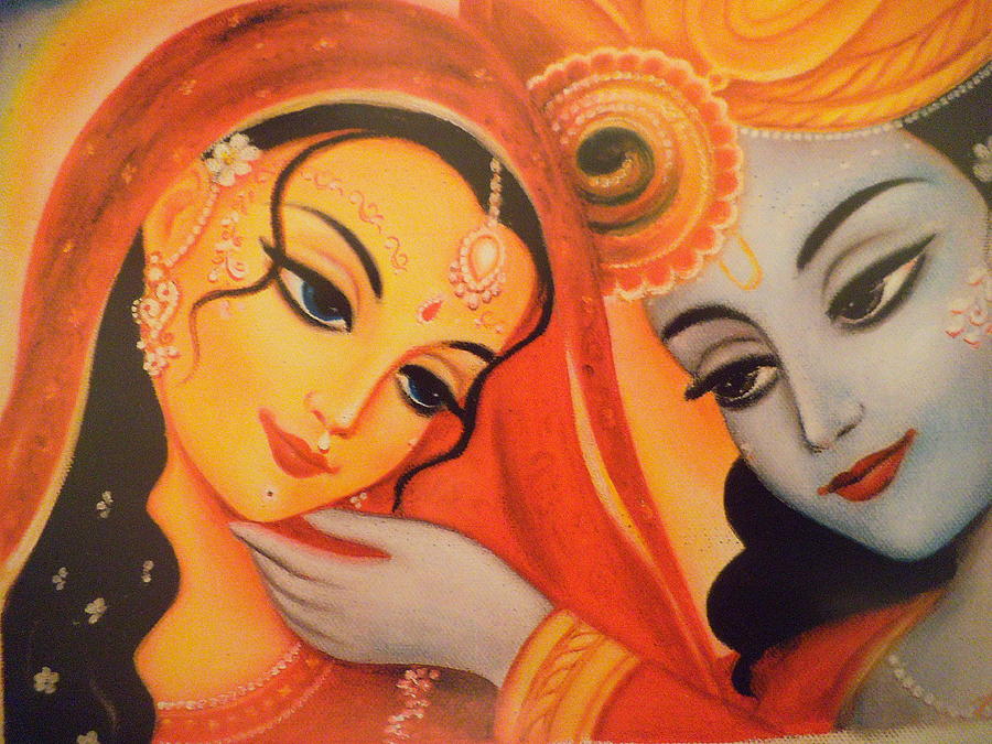 Man Lila - Radha and Krishna Painting by Alexandra Bilbija