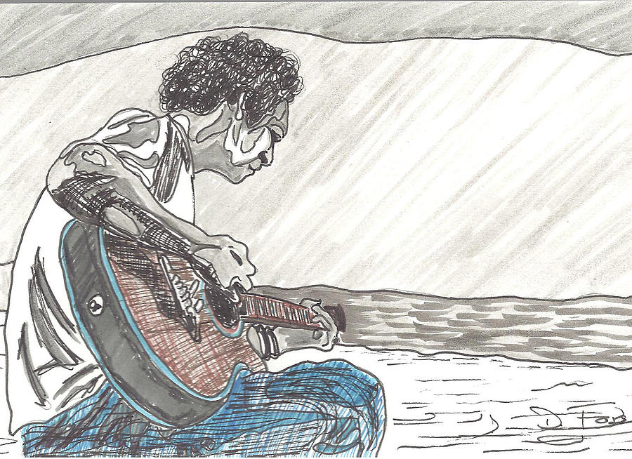 Man On Beach Drawing by David Fossaceca